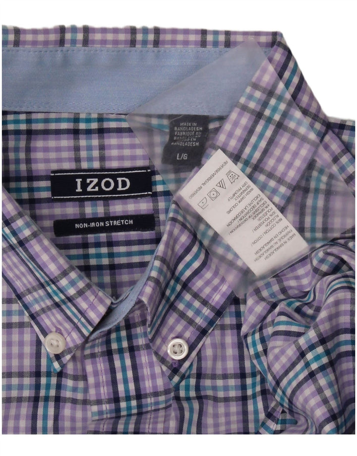 Camicia in flanella da uomo IZOD, cotone a quadri viola grande