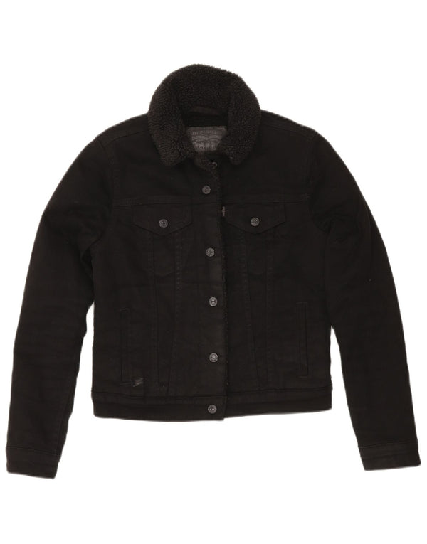 Giacca Levi's da donna in denim sherpa UK 6 XS cotone nero