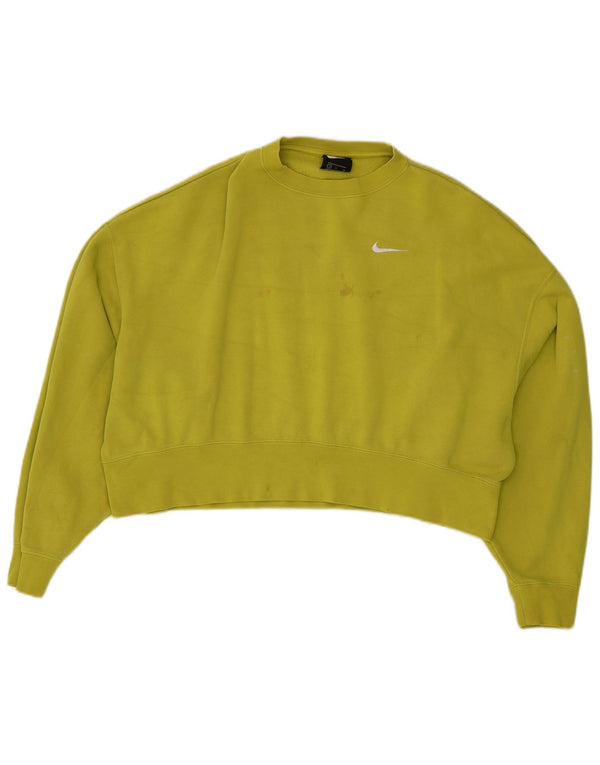 Felpa corta oversize da donna Nike, maglione UK 10, piccolo cotone verde