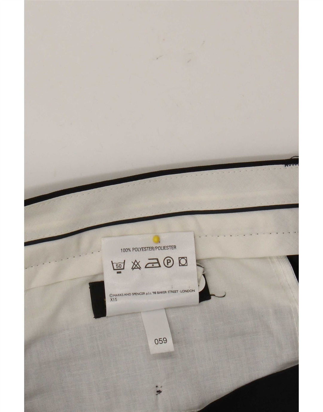 Pantaloni da abito con pegging da uomo Marks & Spencer W34 L26 poliestere blu navy