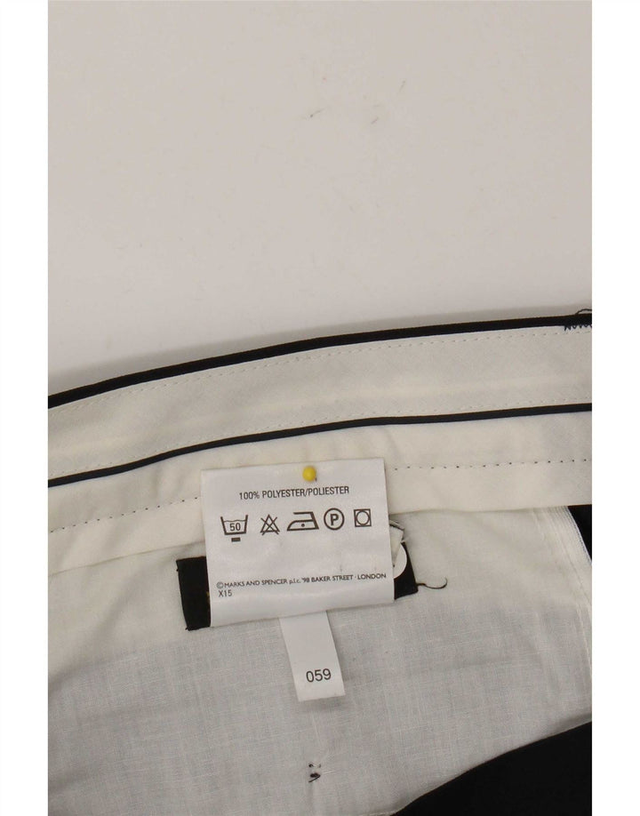 Pantaloni da abito con pegging da uomo Marks & Spencer W34 L26 poliestere blu navy
