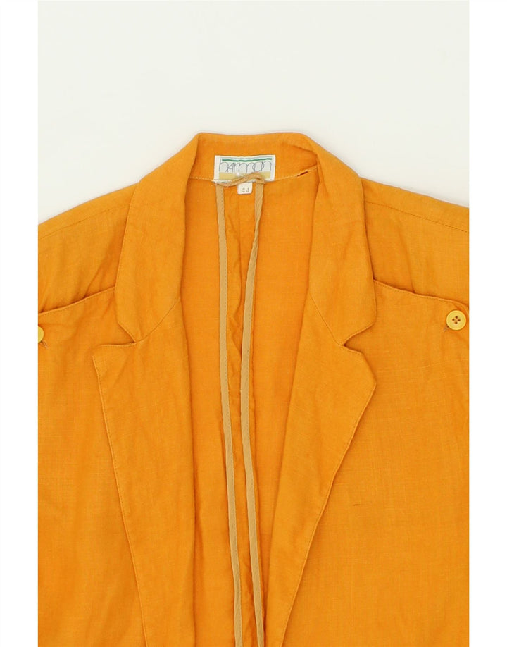 VINTAGE Womens Open Blazer Jacket IT 44 Medium Yellow Linen Vintage Vintage and Second-Hand Vintage from Messina Hembry 