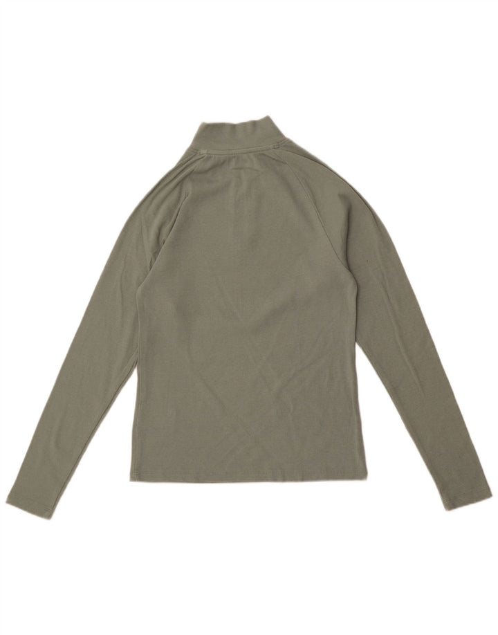 Wrangler Top da donna con zip e collo a maniche lunghe UK 12 Cotone verde medio