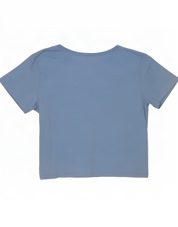 T-shirt corta da donna Hollister UK 8 Small in cotone blu