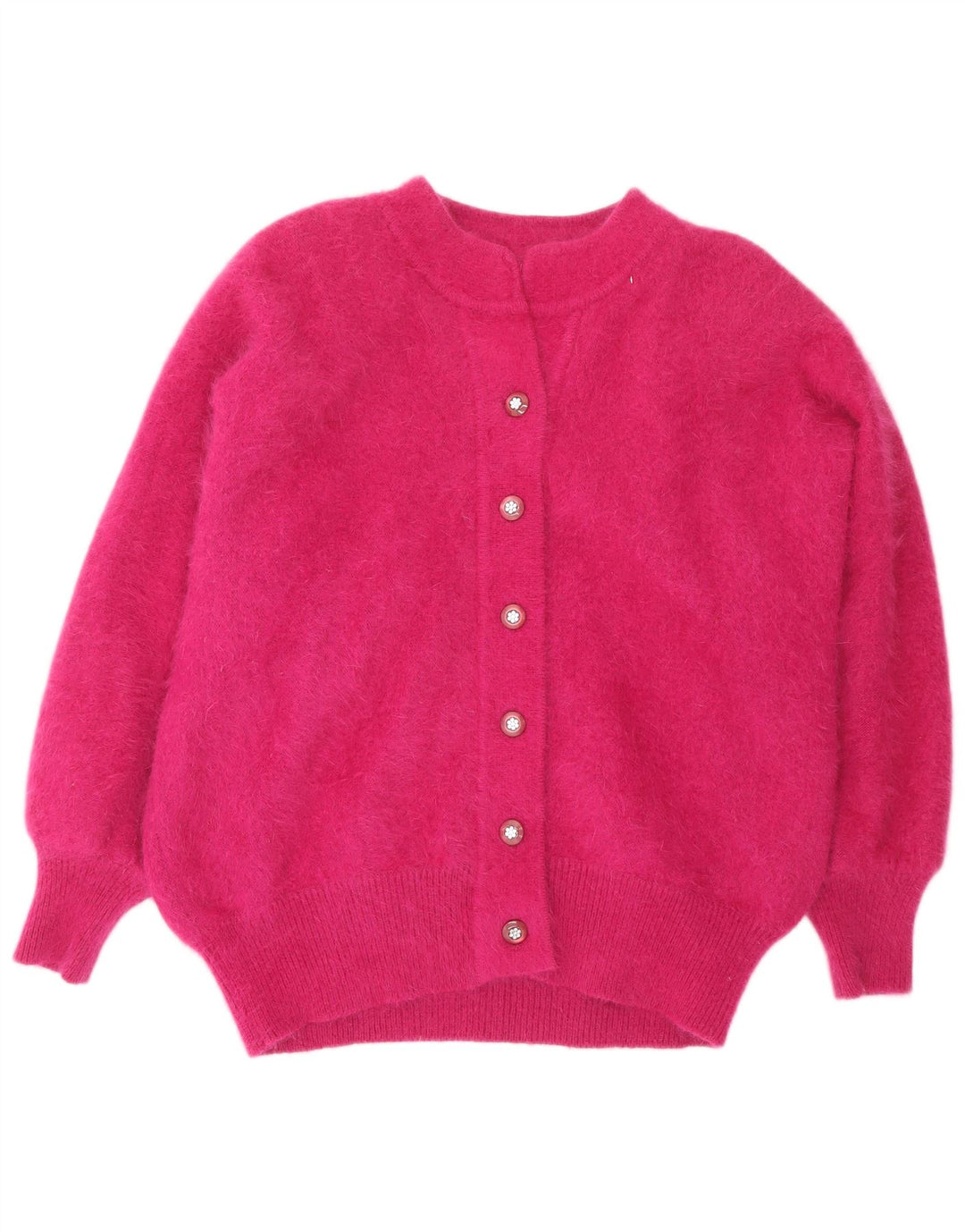Maglione cardigan da donna VINTAGE UK 20 2XL Angora rosa