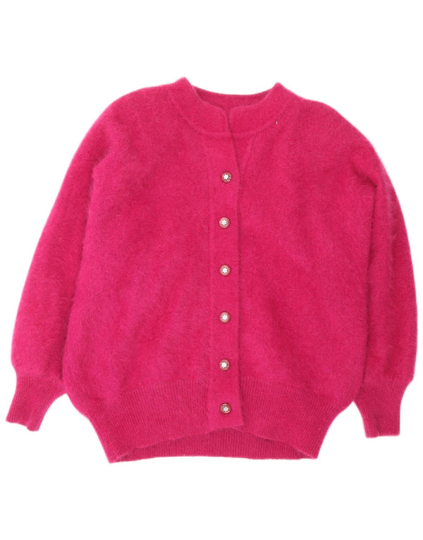 Maglione cardigan da donna VINTAGE UK 20 2XL Angora rosa