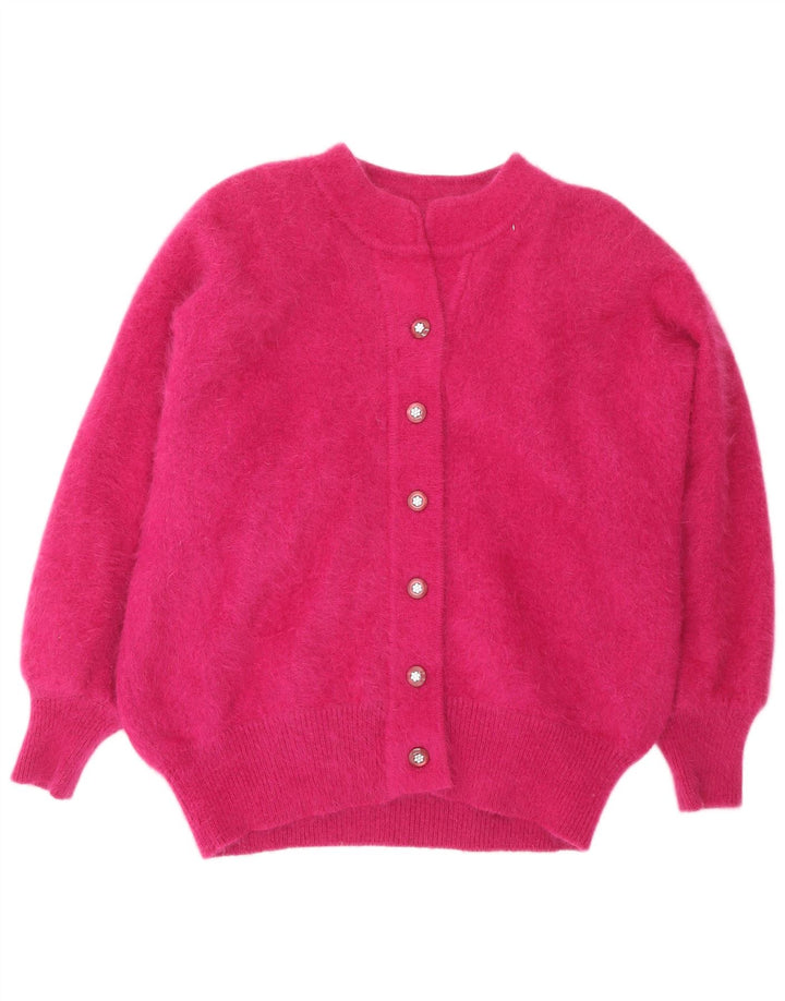 Maglione cardigan da donna VINTAGE UK 20 2XL Angora rosa