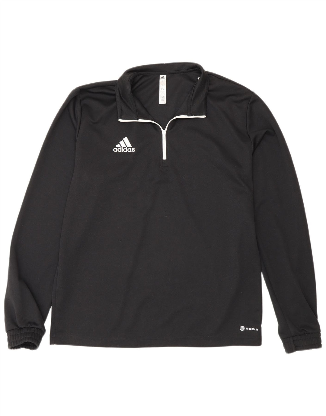 Adidas Uomo Zip Collo Top Manica Lunga Grande Nero Poliestere Sportivo