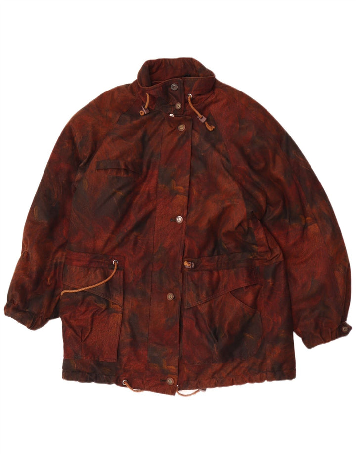 Giacca a vento vintage da donna UK 18 XL Poliestere floreale marrone