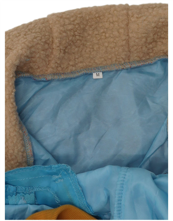 Giacca a vento con cappuccio da donna vintage UK 14 Colorblock blu medio