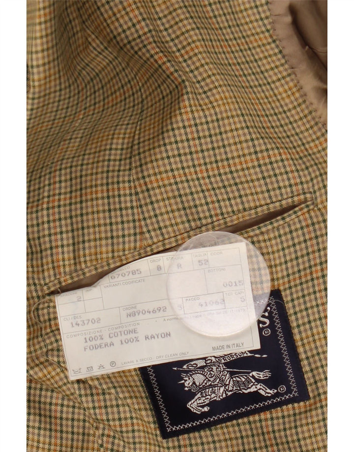 Giacca blazer da uomo a 2 bottoni Burberrys IT 52 grande cotone a quadri beige