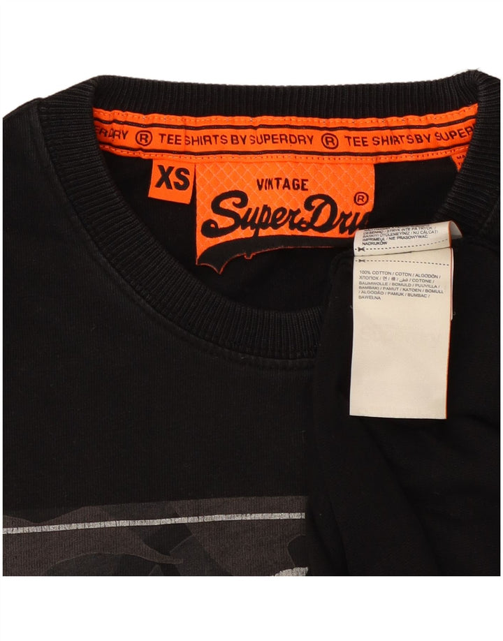 SUPERDRY Mens Graphic T-Shirt Top XS Black Cotton Vintage Superdry and Second-Hand Superdry from Messina Hembry 