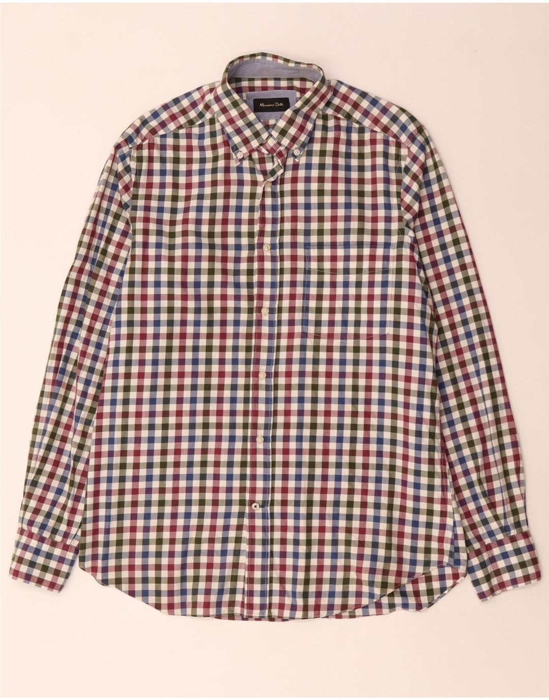 MASSIMO DUTTI Camicia da uomo in flanella di cotone a quadretti multicolore medio