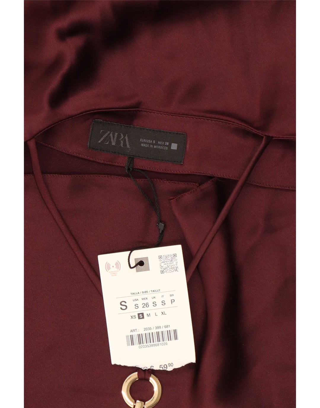 Abito da donna Zara con scollo all'americana UK 10 piccolo in poliestere bordeaux