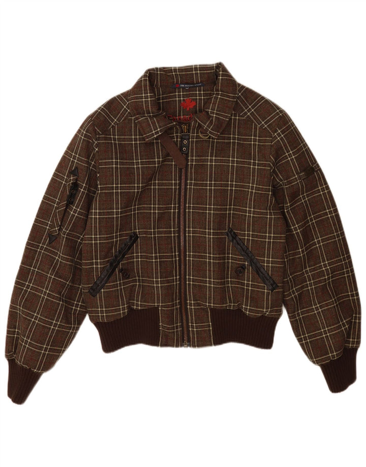 Giubbotto bomber corto da donna Canadiens IT 46 grande poliestere a quadri marrone