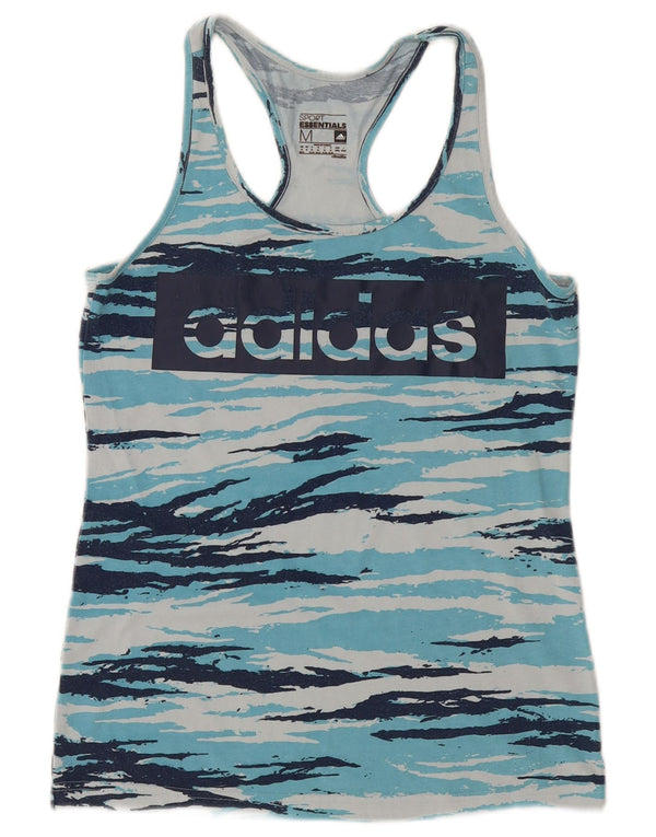 Canottiera grafica Adidas Climalite da donna UK 12/14 Blu medio mimetico