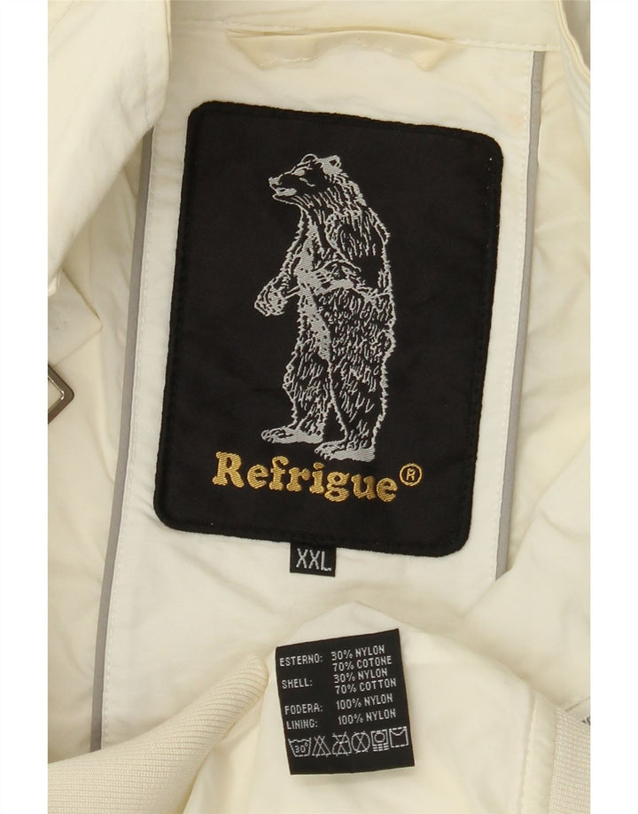 REFRIGUE Giubbotto bomber da uomo UK 44 2XL Cotone bianco sporco
