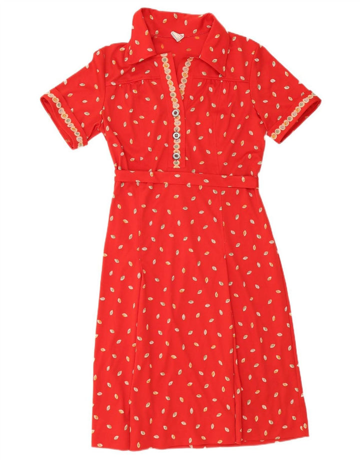 VINTAGE Womens Abstract Pattern A-Line Dress IT 44 Medium Red
