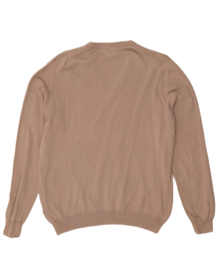 Henry Cottons Maglione da uomo con scollo a V in cotone beige medio
