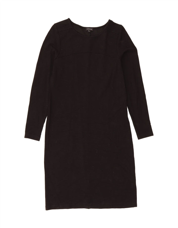 JAEGER Womens Long Sleeve Basic Dress UK 10 Small Black Vintage Jaeger and Second-Hand Jaeger from Messina Hembry 