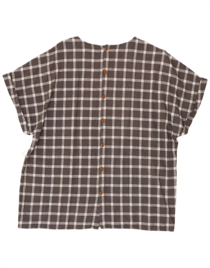 Camicia oversize a maniche corte da donna Zara, camicetta UK 14 grigio medio a quadri