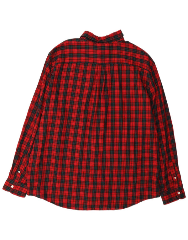 Camicia in flanella da uomo Chaps 2XL in cotone a quadri rossi