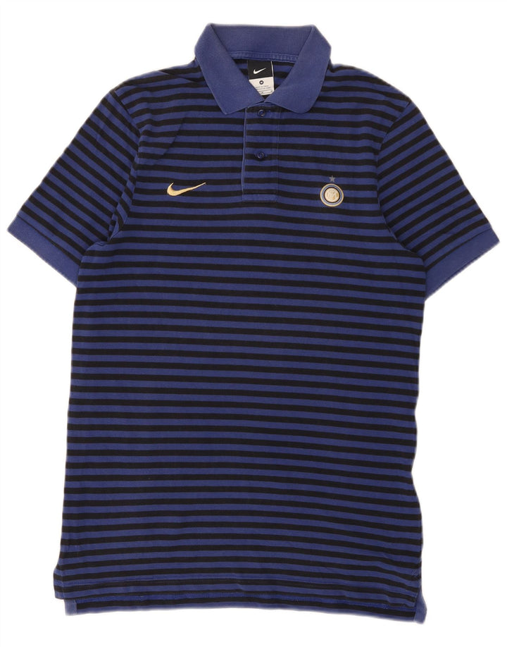 Polo Nike da uomo Inter Milan in cotone a righe medie blu navy