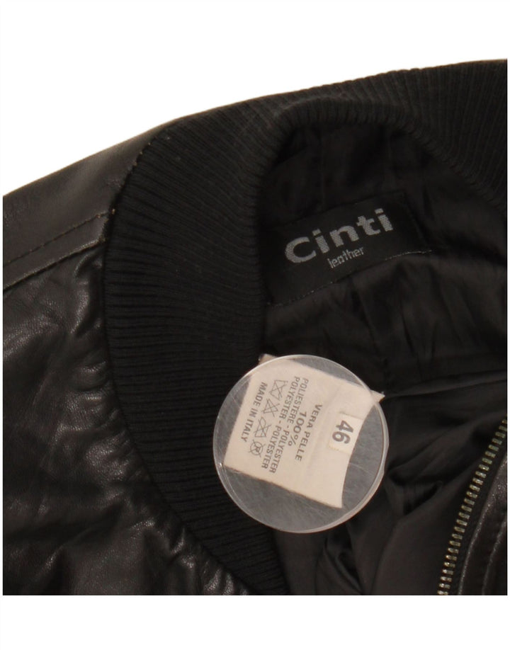Giacca in pelle bomber corta da donna CINTI IT 46 grande in pelle nera