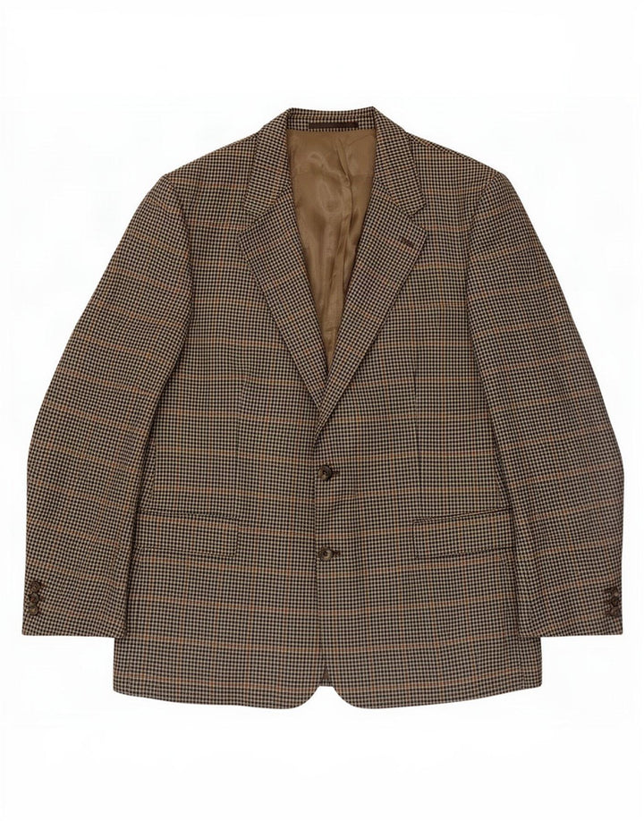 BROOK TAVERNER Giacca blazer da uomo a 2 bottoni UK 46 3XL pied de poule grigio