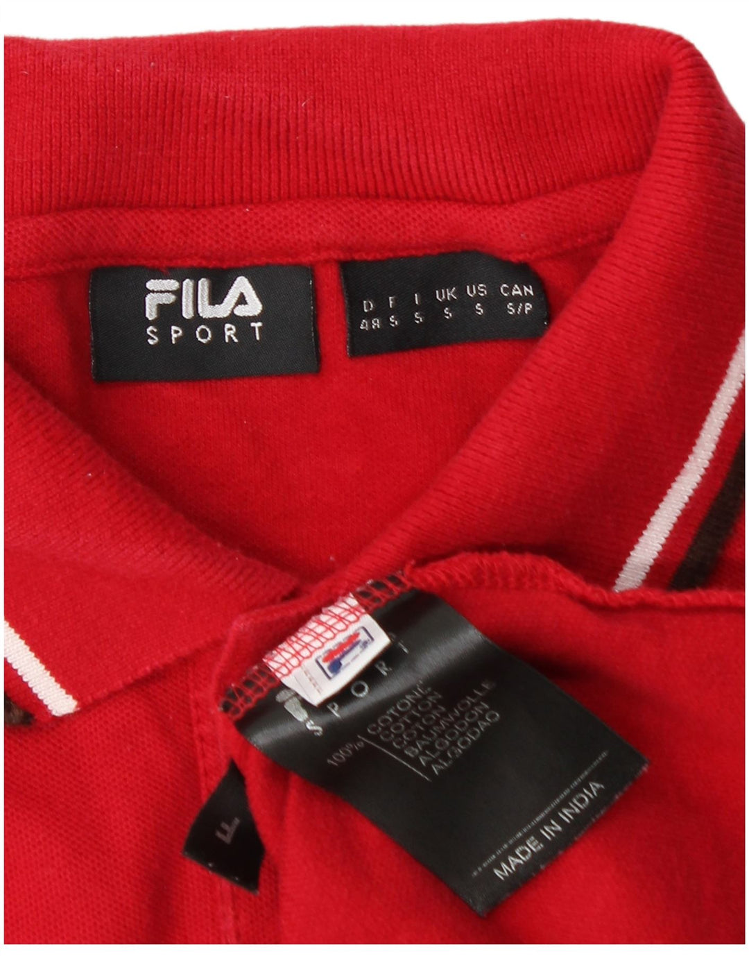 Polo da uomo a maniche lunghe Fila Small in cotone rosso