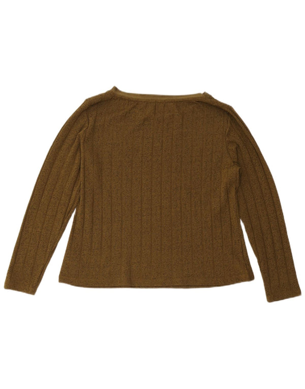 Marks & Spencer Top da donna a maniche lunghe UK 12 Poliestere kaki medio