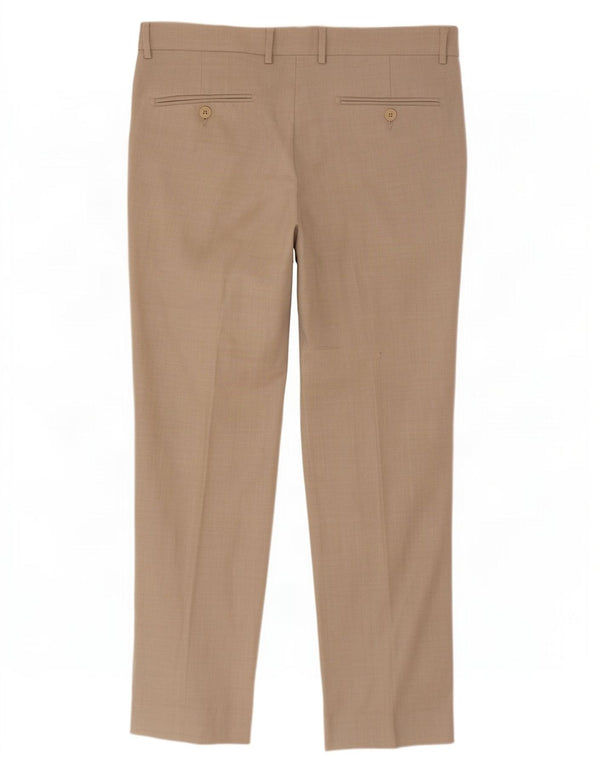 Pantaloni da abito dritti da uomo Van Heusen W34 L30 poliestere beige