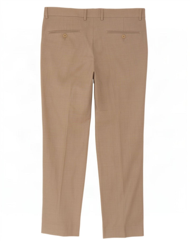 Pantaloni da abito dritti da uomo Van Heusen W34 L30 poliestere beige