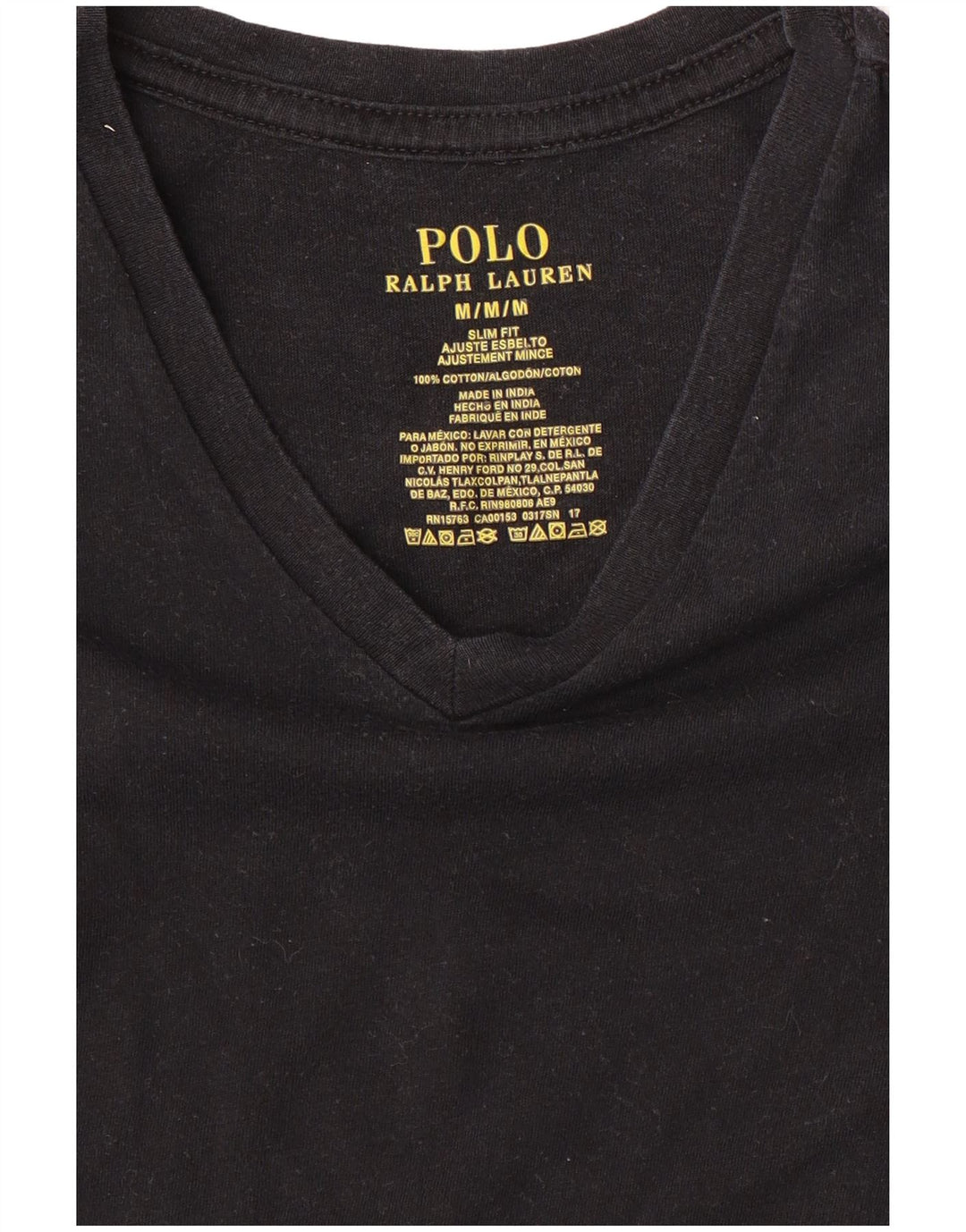 T-shirt da uomo slim fit Ralph Lauren Top in cotone nero medio