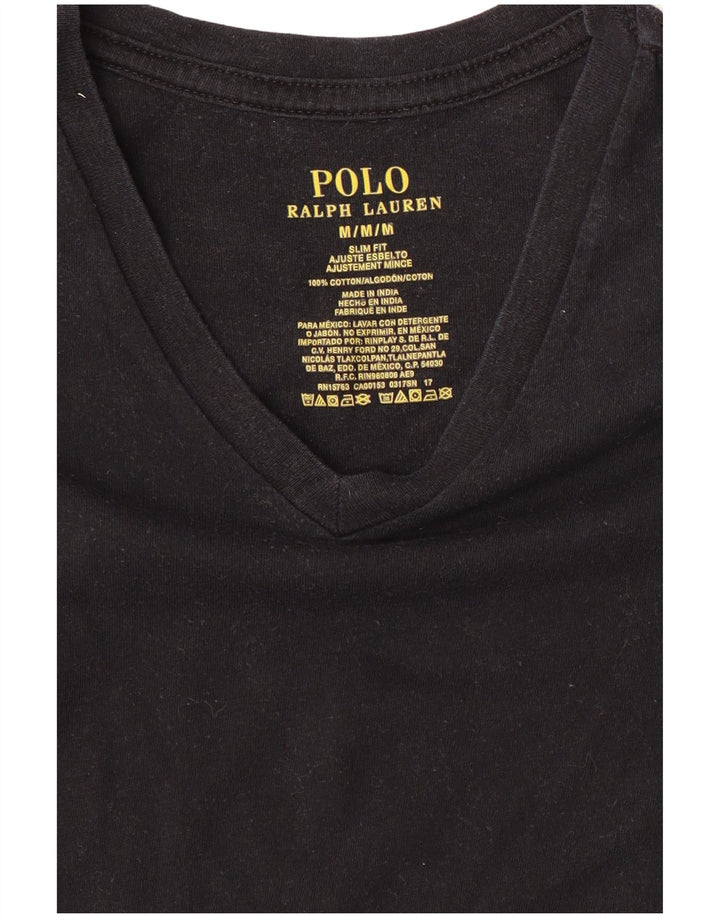 T-shirt da uomo slim fit Ralph Lauren Top in cotone nero medio