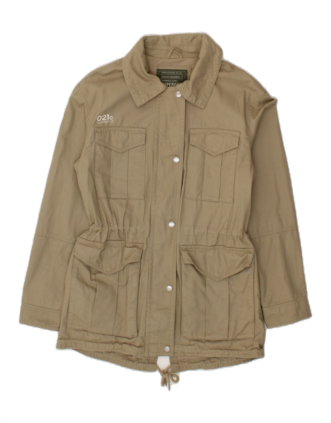 SUPERDRY Womens Utility Jacket UK 10 Small  Khaki Cotton Vintage Superdry and Second-Hand Superdry from Messina Hembry 