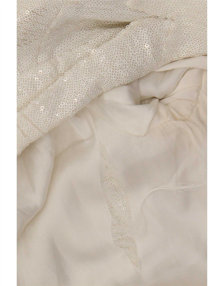 Giacca blazer con paillettes a 1 bottone da donna Zara UK 10 piccola bianca