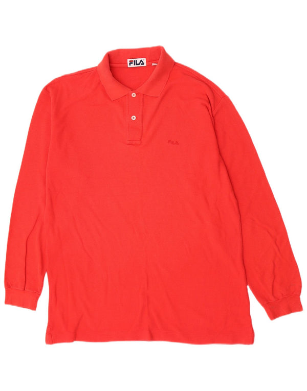 Polo da uomo a maniche lunghe Fila IT 52 Large in cotone rosso