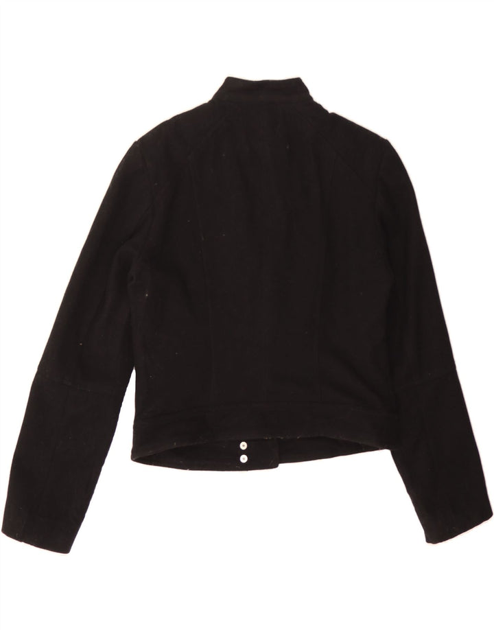 BENETTON Womens Crop Blazer Jacket UK 14 Medium  Black Wool Vintage Benetton and Second-Hand Benetton from Messina Hembry 