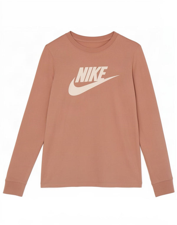 Nike Womens Graphic Top Long Sleeve UK 6 XS Pink Cotton