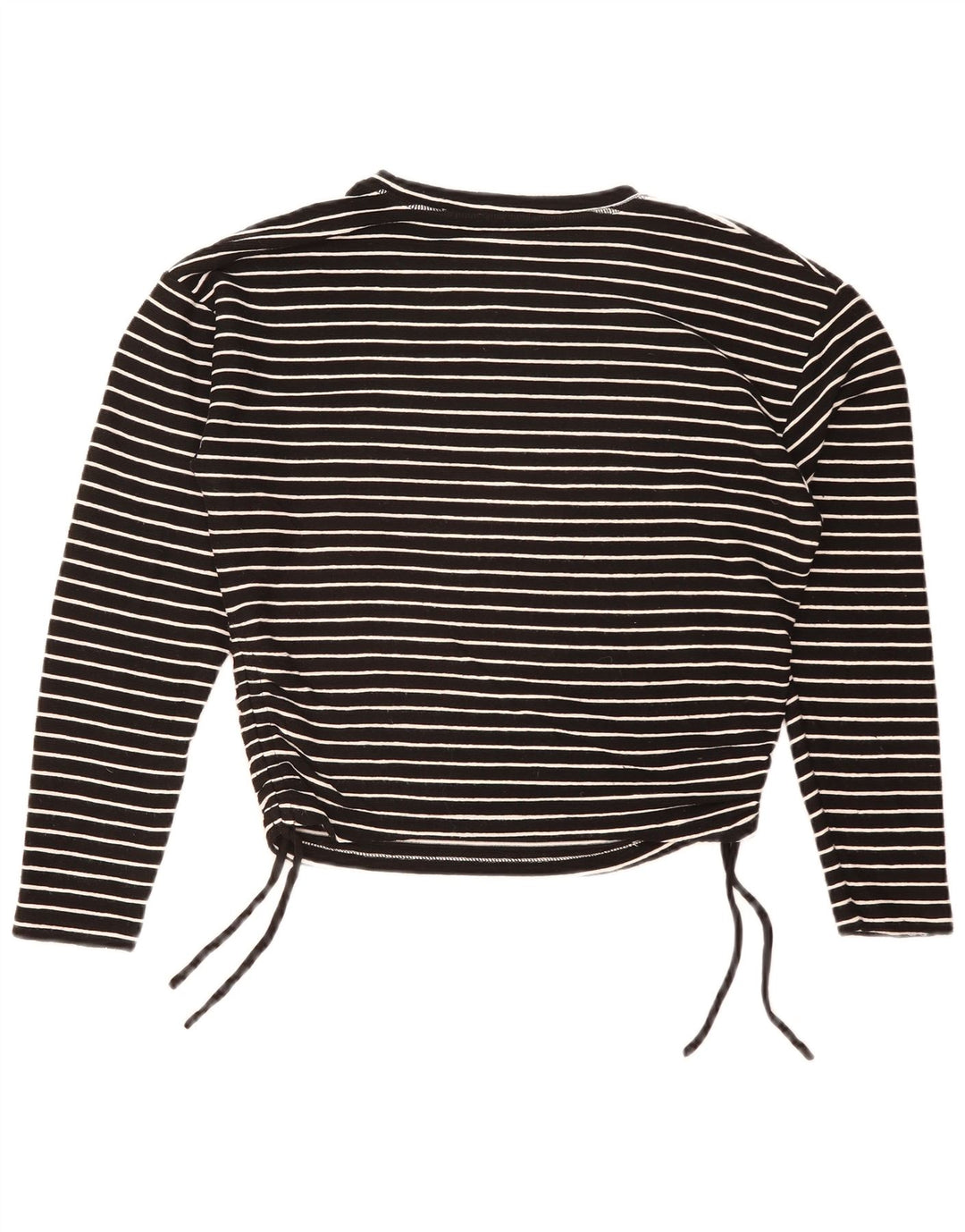 Top corto da donna Zara a maniche lunghe UK 16 grande poliestere a righe nere