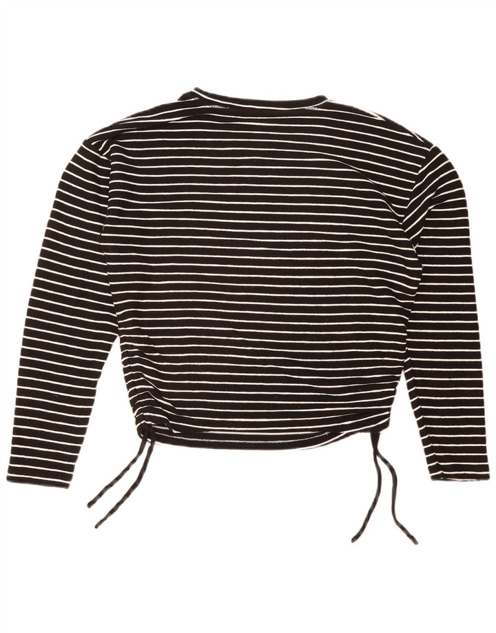 Top corto da donna Zara a maniche lunghe UK 16 grande poliestere a righe nere