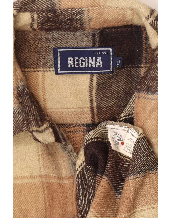 Camicia in flanella da uomo Regina 2XL Acrilico a quadri beige