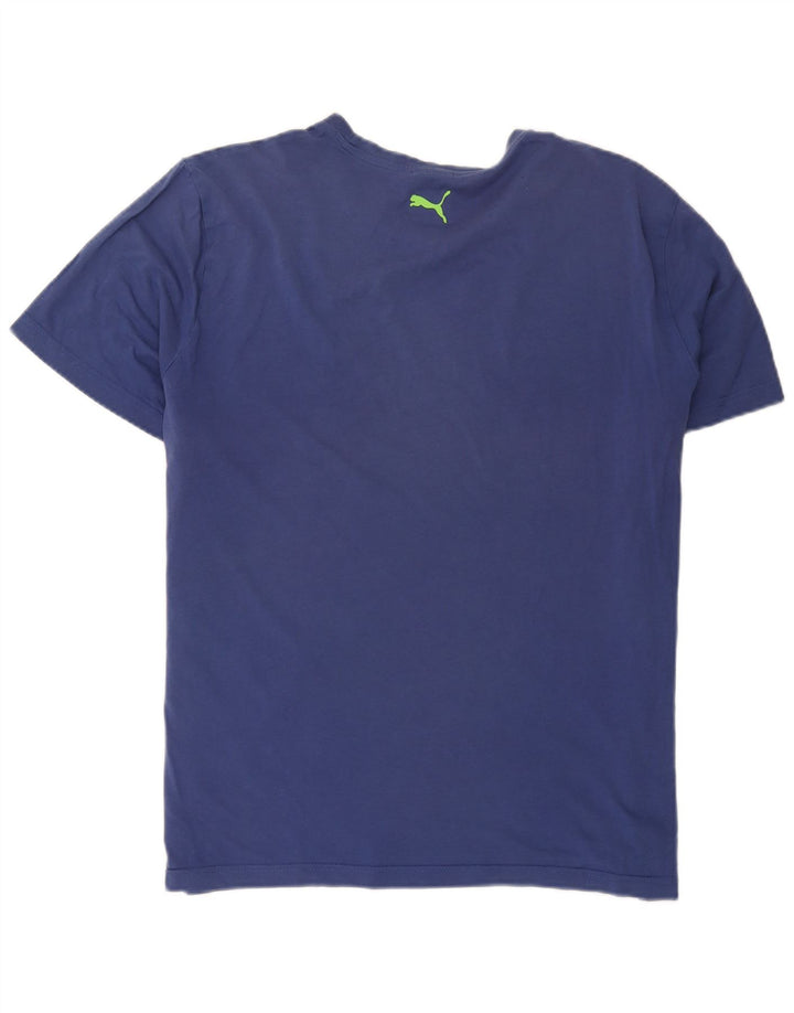 T-shirt grafica da uomo Puma Top XL in cotone blu