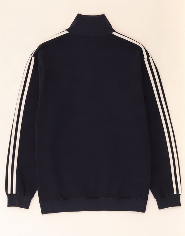 Felpa Adidas da uomo con zip e collo, UK 34/36, piccola, in cotone blu navy