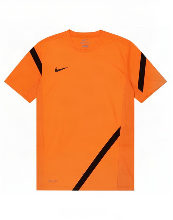 T-shirt grafica Nike Dri Fit da uomo, piccola, in poliestere color block arancione