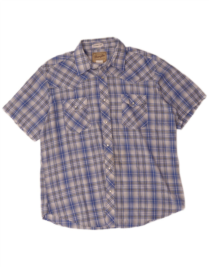 Camicia a maniche corte Western da uomo Wrangler XL scozzese blu