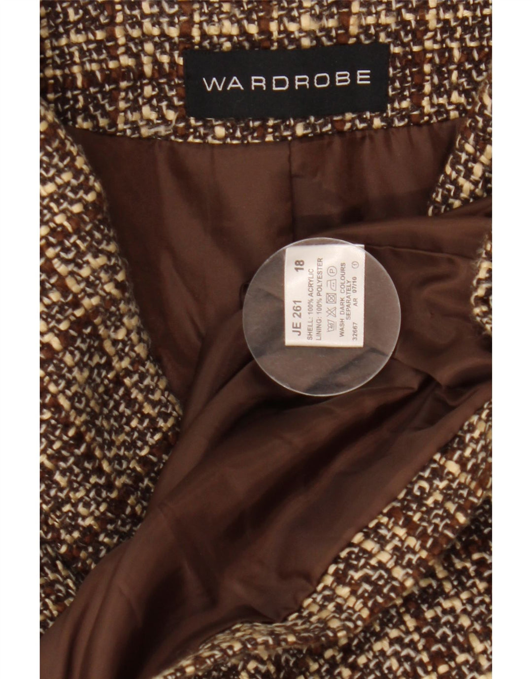 Giacca blazer da donna a 2 bottoni per guardaroba UK 18 XL Acrilico a quadri marrone