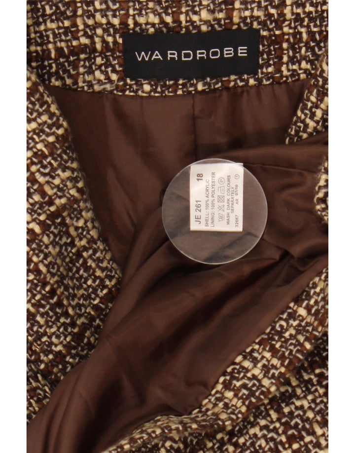 Giacca blazer da donna a 2 bottoni per guardaroba UK 18 XL Acrilico a quadri marrone