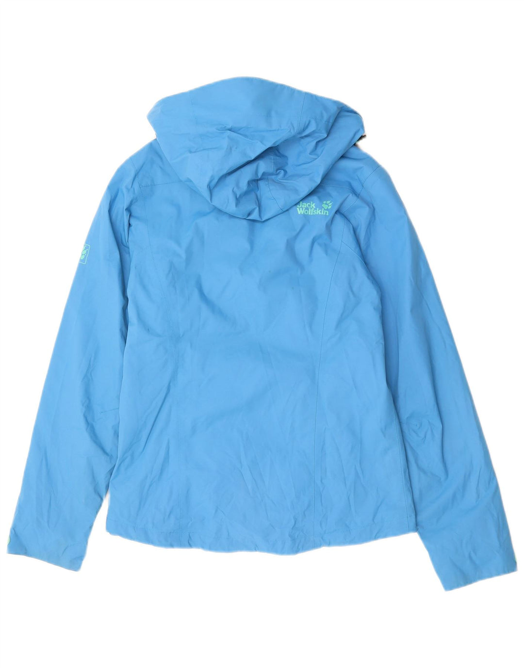 JACK WOLFSKIN Giacca a vento con cappuccio da donna UK 8 Small Blu Poliammide